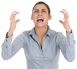 Digital png photo of furious caucasian businesswoman on transparent background