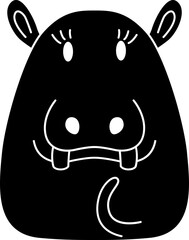 Hippo glyhp icon. Animal simple cartoon style.