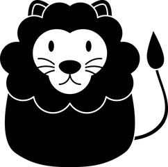 Lion glyhp icon. Animal simple cartoon style.