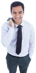 Digital png photo of happy asian businessman on transparent background