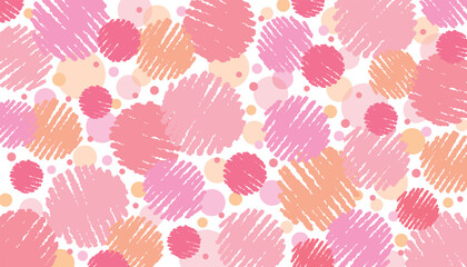 クレヨン サークルと水玉模様の壁紙 背景/ピンク