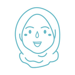 hand drawn minimal line art hijab girl