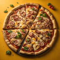  A mouthwatering pizza with a generous amount of melted cheese and a variety of delectable toppings