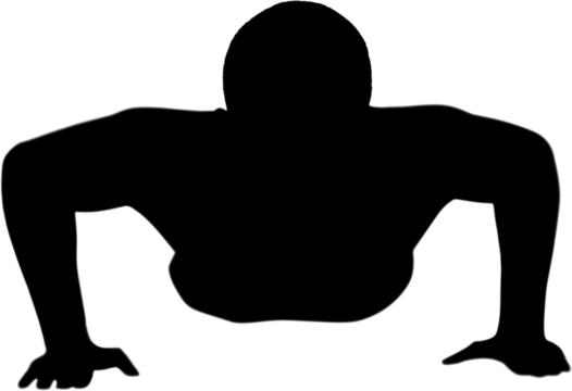 Digital png silhouette image of man doing push-ups on transparent background