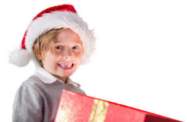 Digital png photo of happy caucasian man with stanta hat on transparent background