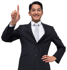 Digital png photo of happy asian businessman on transparent background