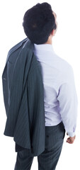 Digital png photo of back view of caucasian businessman on transparent background