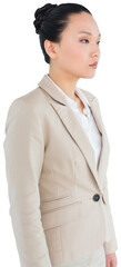 Digital png photo of focused asian businesswoman on transparent background