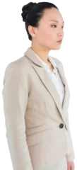 Deurstickers Aziatische plekken Digital png photo of focused asian businesswoman on transparent background