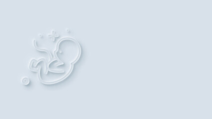 Fetus Icon is Isolated on White Background, Embryo in the womb fourth month. Fetal development and growth during pregnancy. Monthly stage. Baby awaiting, design templates in simple.