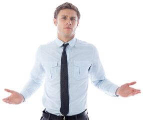 Digital png photo of confused caucasian businessman on transparent background