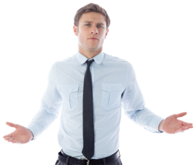 Digital png photo of confused caucasian businessman on transparent background