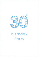 Digital png illustration of blue 30 number with pattern on transparent background