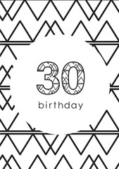 Digital png illustration of black 30 number with pattern on transparent background