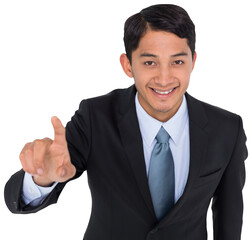 Digital png photo of happy asian businessman on transparent background