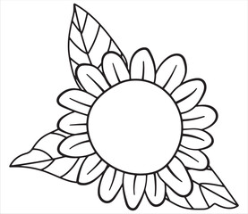 Sunflower. Linear style. White background, isolate.	