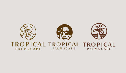 Fototapeta premium Palm Tree Summer Tropical Logo. Universal creative premium symbol. Vector sign icon logo template. Vector illustration
