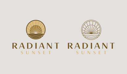 Sunset wave Logo Template. Universal creative premium symbol. Vector illustration