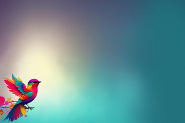 Colorful peace bird on a branch illustration background wallpaper