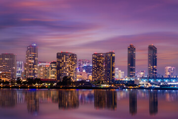 Obraz na płótnie Canvas View of cityscape at Night , San Diego, California, USA