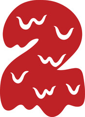 Halloween Blood Melted Dripping Number 2 Two