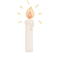 candle,watercolor candle,lit,light,birthday,blessing,worship,icon,logo