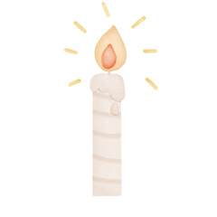 candle,watercolor candle,lit,light,birthday,blessing,worship,icon,logo