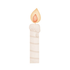 candle,watercolor candle,lit,light,birthday,blessing,worship,icon,logo