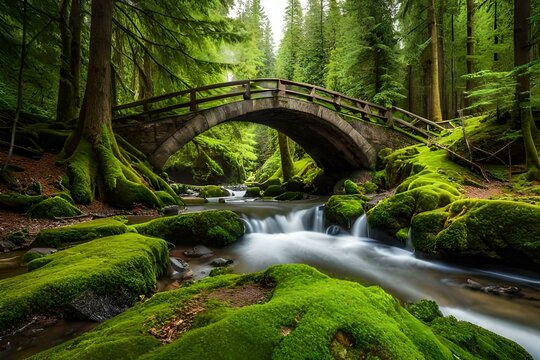 waterfall in the forest generated by AI technology