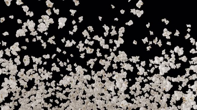 Popcorn Burst on Alpha Channel. 3D rendering. Popcorn burst with alpha channel you can place on footage or background and easier to change colour.