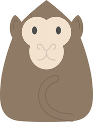 Monkey icon, Animal simple cartoon style.