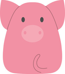 Pig icon, Animal simple cartoon style.