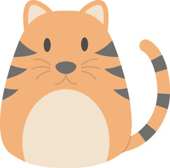 Tiger icon, Animal simple cartoon style.