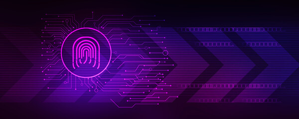 Obraz premium 2d Illustration Fingerprint Scanning Technology Concept 