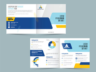 Promotion Cover Page or Bi-Fold Brochure Layout in Front and Back View for Business Corporate.
