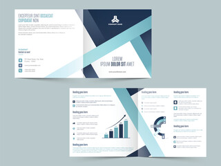Bi-Fold Square Brochure, Annual Report Layout in Front and Back Page View.
