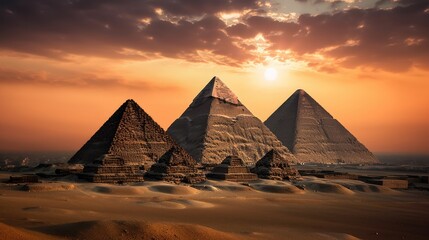 A breathtaking view of the Great Pyramids - obrazy, fototapety, plakaty