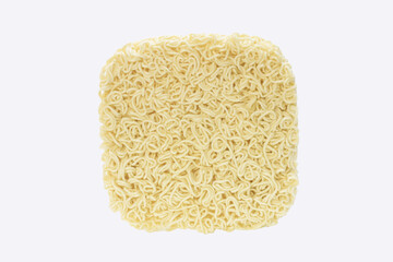 Dried cup yakisoba noodles photographed from above