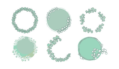 ボタニカルフレーム（植物・草花の装飾、あしらい）のイラストセット