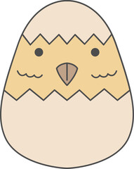Chicken line filled icon, Animal simple cartoon style.