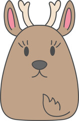 Deer line filled icon, Animal simple cartoon style.