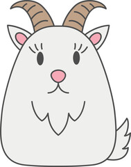 Goat line filled icon, Animal simple cartoon style.