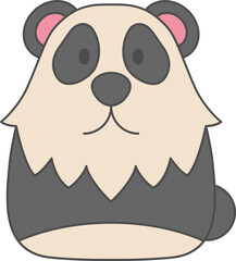 Panda line filled icon, Animal simple cartoon style.