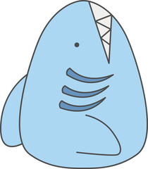 Shark line filled icon, Animal simple cartoon style.