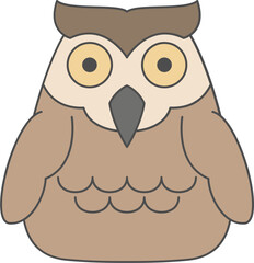 Owl line filled icon, Animal simple cartoon style.