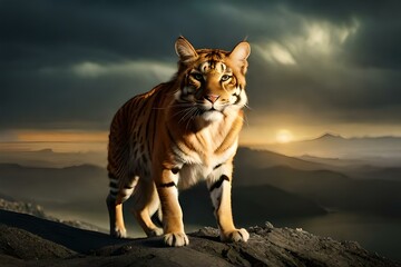 tiger in the sunset generated by AI