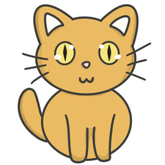Cute cat outline and color, Cat's day, emoji