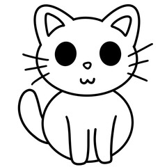 Cute cat outline and color, Cat's day, emoji