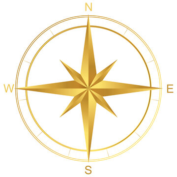gold compass vector png on white transparent background 
