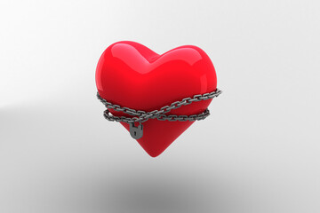 Digital png illustration of red heart and chain on transparent background